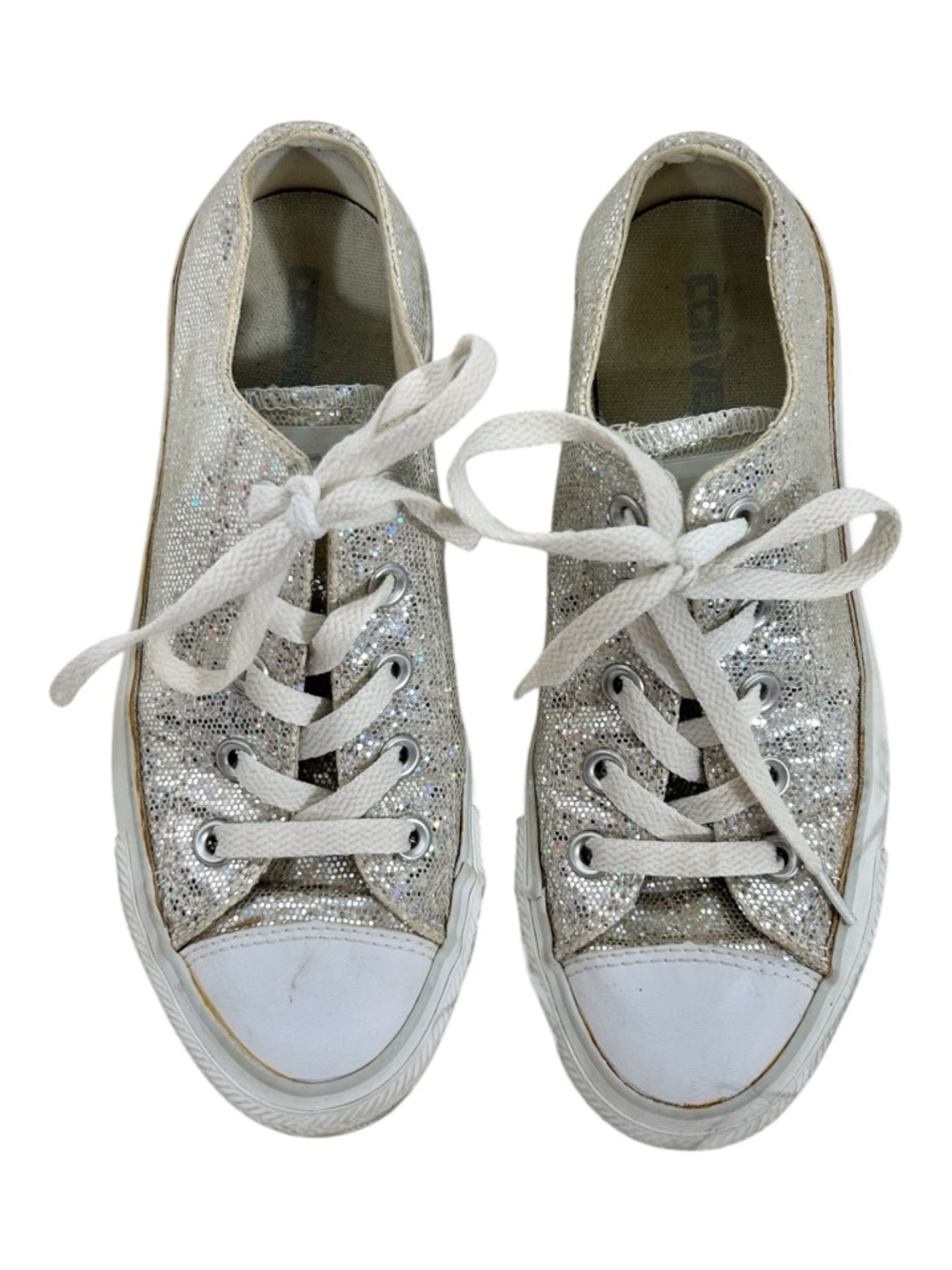 Converse Chuck Taylor‎ All Star Silver Glitter Low Sneakers Size 4/6